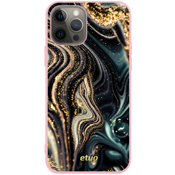 Phone case - casey Soft Flex Design - Gold Abstract - Black and gold marble - pink