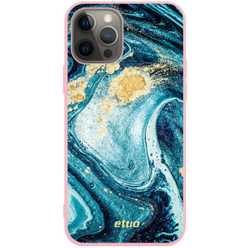 Phone case - casey Soft Flex Design - Gold Abstract - Turquoise marble - pink