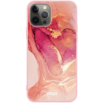Phone case - casey Soft Flex Design - Gold Abstract - Pastel marble - pink