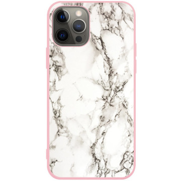 Phone case - casey Soft Flex Design - Marble Case - White Marble - pink
