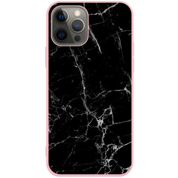 Phone case - casey Soft Flex Design - Marble Case - Black Marble - pink