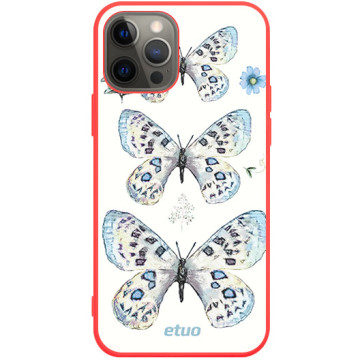 Phone case - casey Soft Flex Design - Botanic - Pastel butterflies - red