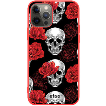 Phone case - casey Soft Flex Design - Horror - Skull and Roses - red