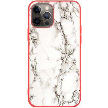 Phone case - casey Soft Flex Design - Marble Case - White Marble - red