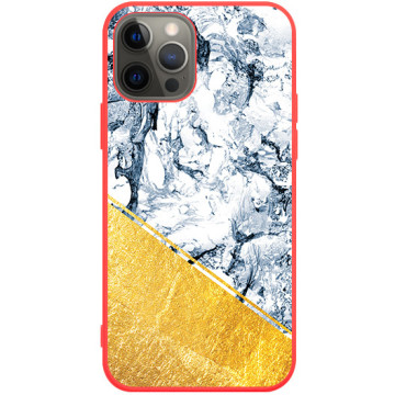 Phone case - casey Soft Flex Design - Marble Case - Blue marble with gold application - red