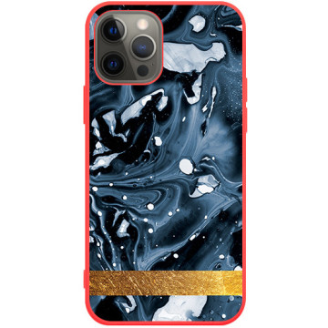 Phone case - casey Soft Flex Design - Marble Case - Blue Marble with gold stripe - red