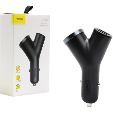 Car charger with cigarette lighter socket - Baseus Y-3.4A Type 2 x USB - black