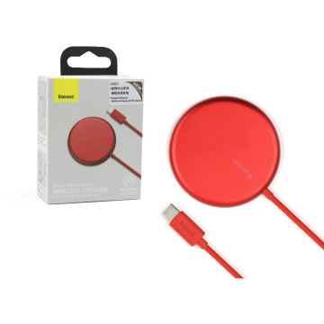 Mini magnetic induction charger Qi 15W - Baseus Mini Magnetic WXJK-H09 - Red