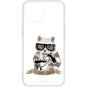Case - casey Crystal Design - Raccoon with coffee