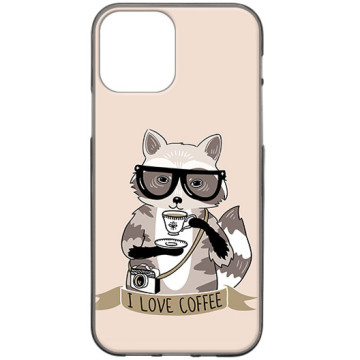 Phone case - casey Design Case - Funny Animals - Raccoon Coffee - black