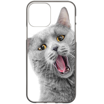 Phone case - casey Design Case - Case with cat - Meowing cat - black