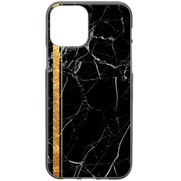 Phone case - casey Design Case - Marble Case - Marble with gold stripe - black