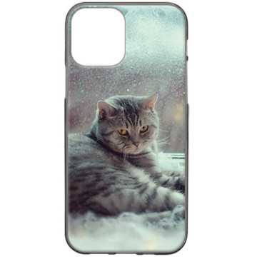 Phone case - casey Design Case - Christmas gift - Cat in the snow - black