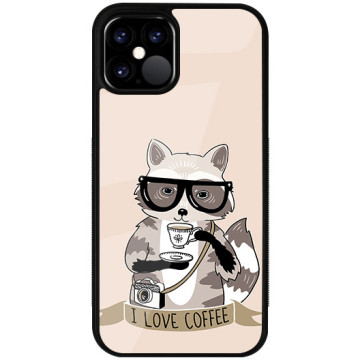 Phone case - casey Glossy Case - Funny Animals - Raccoon Coffee