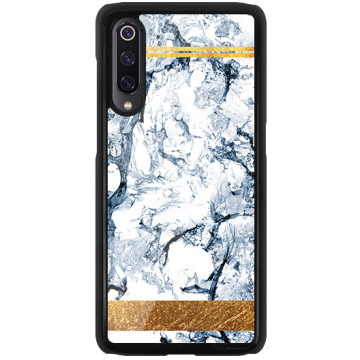 Phone case - casey Glossy Hard Case - Marble Case - Blue marble with a gold stripe