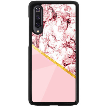 Phone case - casey Glossy Hard Case - Marble Case - Pink marble with gold stripe