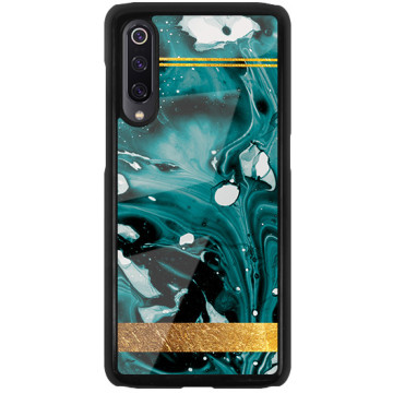 Phone case - casey Glossy Hard Case - Marble Case - Green marble with gold stripe