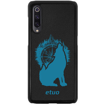 Leather Hard Case - black and blue - Wolf Mountain