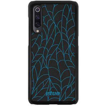 Leather Hard Case - black and blue - Leaves
