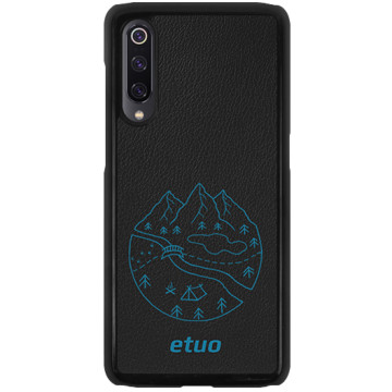 Leather Hard Case - black and blue - Mrs Ostrovia map