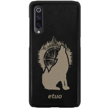 Leather Hard Case - black and golden - Wolf Mountain
