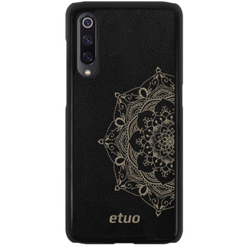 Leather Hard Case - black and golden - Mandala