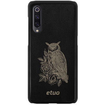 Leather Hard Case - black and golden - Owl