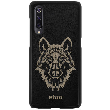 Leather Hard Case - black and golden - Wolf