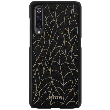 Leather Hard Case - black and golden - Leaves