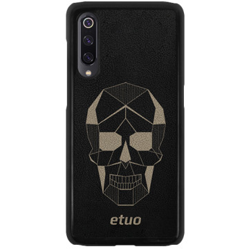 Leather Hard Case - black and golden - Skull
