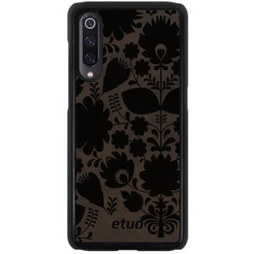 Leather Hard Case - dark chocolate - Folk flowers