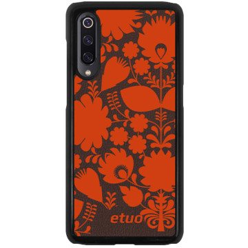 Leather Hard Case - brown-orange - Folk flowers