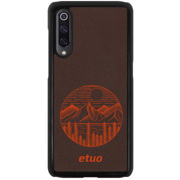 Leather Hard Case - brown-orange - Mrs Ostrovia mountains