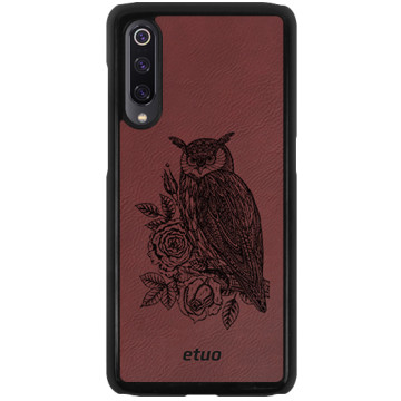 Leather Hard Case - claret - Owl