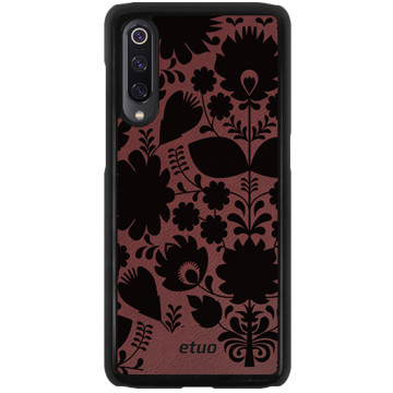 Leather Hard Case - claret - Folk flowers