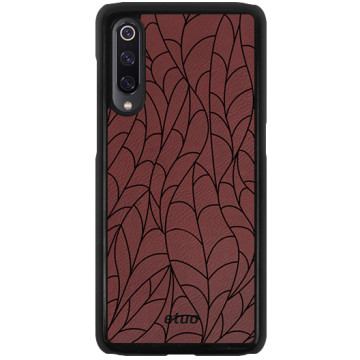 Leather Hard Case - claret - Leaves