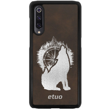Leather Hard Case - brown and silver - Wolf Mountain