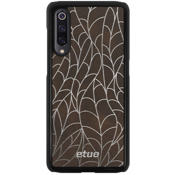 Leather Hard Case - brown and silver - Leaves
