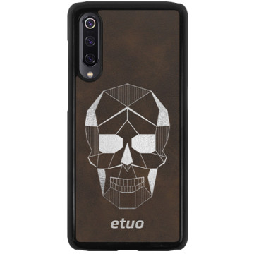 Leather Hard Case - brown and silver - Skull