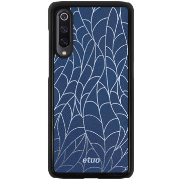 Leather Hard Case - chable blue - Leaves