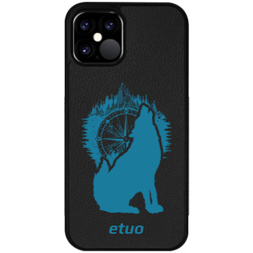 Leather Case - black and blue - Wolf Mountain