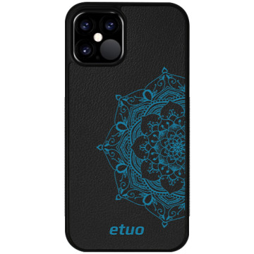 Leather Case - black and blue - Mandala