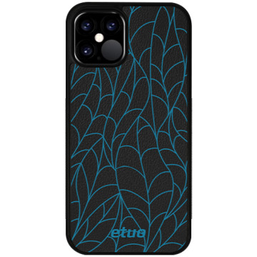 Leather Case - black and blue - Leaves