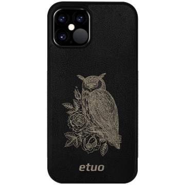 Leather Case - black and golden - Owl