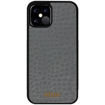 Leather Case - Crocodile skin - Gray