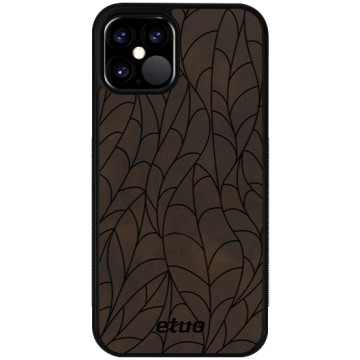 Leather Case - dark chocolate - Leaves