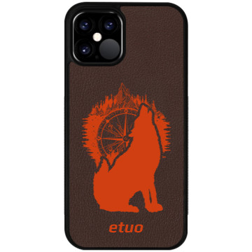 Leather Case - brown-orange - Wolf Mountain