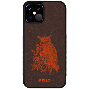 Leather Case - brown-orange - Owl