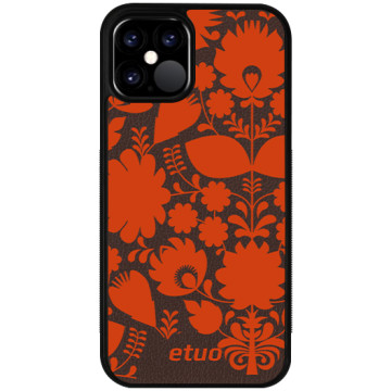 Leather Case - brown-orange - Folk flowers