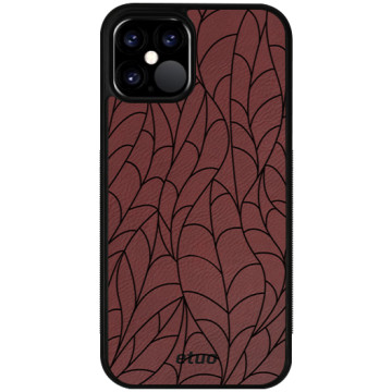 Leather Case - claret - Leaves